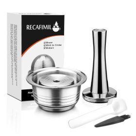 Style: With coffee tamper - Refillable Stainless Steel Coffee Capsule Pod