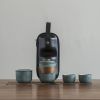 style: C - Bluestone Glaze Striped Quick Guest Cup One Pot Two Cups Four Cups Ceramic Travel Portable Tea Set Outdoor