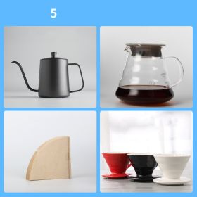 style: 7 Style - Hand-Made Coffee Pot Set, Household Drip-Type Filter Cup, Glass Sharing Pot, Coffee Filter, Narrow-Necked Pot Combination