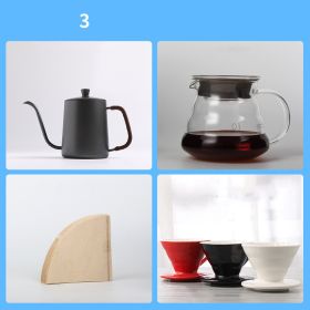 style: 5 Style - Hand-Made Coffee Pot Set, Household Drip-Type Filter Cup, Glass Sharing Pot, Coffee Filter, Narrow-Necked Pot Combination