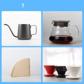 style: 9style - Hand-Made Coffee Pot Set, Household Drip-Type Filter Cup, Glass Sharing Pot, Coffee Filter, Narrow-Necked Pot Combination