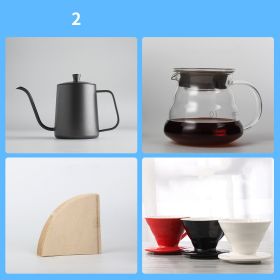 style: 4 Style - Hand-Made Coffee Pot Set, Household Drip-Type Filter Cup, Glass Sharing Pot, Coffee Filter, Narrow-Necked Pot Combination