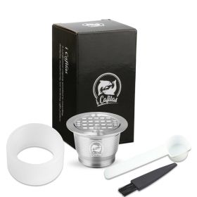 Model: Square hole powder press - Stainless Steel Reusable Nespresso Refillable Coffee Capsule Pod Filter