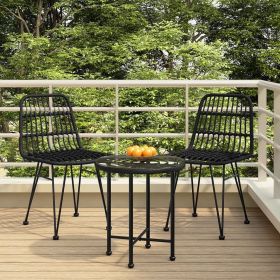 vidaXL 3 Piece Patio Dining Set Black Poly Rattan