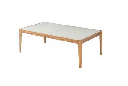 43" X 24" X 15" Natural And Frost Glass Coffee Table