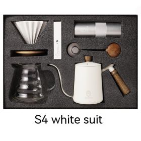 format: S4 White - Household American Simple Style Hand Coffee Set Gift Coffee Pot Five-piece Set