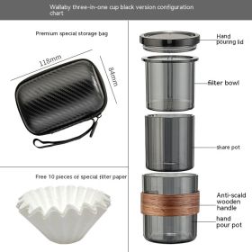 Specifications: Black With Storage Bag - Three-in-one Hand Made Coffee Maker Suit Portable Filter Cup
