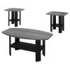 Set Of Three 36" Gray And Black Rectangular Coffee Table With Shelf