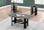 Set Of Three 36" Gray And Black Rectangular Coffee Table With Shelf