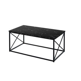 Set Of Three 42" Black Rectangular Coffee Table