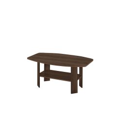 Set Of Three 36" Dark Walnut Rectangular Coffee Table With Three Shelves