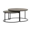 Set Of Two 32" Medium Gray And Black Concrete Round Nested Coffee Tables