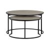 Set Of Two 32" Medium Gray And Black Concrete Round Nested Coffee Tables