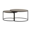 Set Of Two 32" Medium Gray And Black Concrete Round Nested Coffee Tables