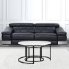 Set Of Two 35" Black And White Faux Marble Round Nested Coffee Tables