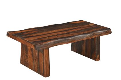 51" Dark Brown Solid Wood Rectangular Coffee Table
