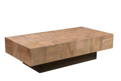 59" Brown And Black Solid Wood Rectangular Coffee Table