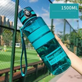 Color: Yuteng Green 1500ML - Space Sports Cup Male Outdoor High Temperature Resistant Summer Plastic Fitness Kettle