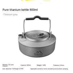 Color: 800ml - Outdoor Titanium Kettle Boiling Water Camping Household