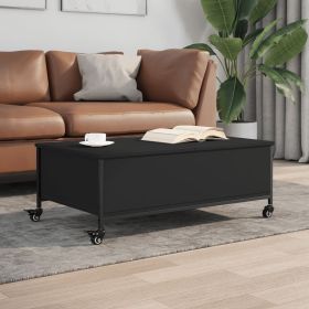 vidaXL?Â Coffee?Â Table?Â with?Â Wheels?Â Black?Â 35.8"x21.7"x13.4"?Â Engineered?Â Wood