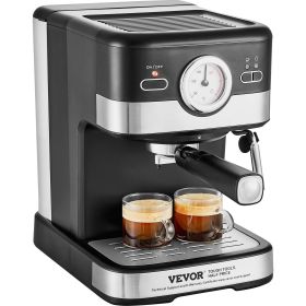 VEVOR Espresso Machine, 15 Bar Semi-Automatic Espresso Maker with Milk Frother Steam Wand for Latte and Cappuccino, Professional Coffee Maker with Tem