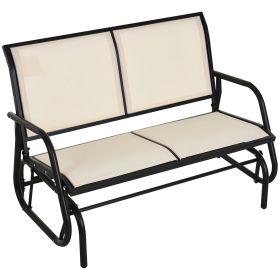 Outsunny 2-Person Outdoor Glider Bench, Patio Double Swing Rocking Chair Loveseat w/Powder Coated Steel Frame for Backyard Garden Porch, Beige