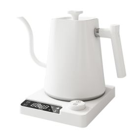 1L Electric Gooseneck Kettle Teapot with Stainless Steel Inner Liner and Cover, Hot Water Boiler Heater White EU Plug