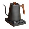 1L Electric Gooseneck Kettle Teapot with Stainless Steel Inner Liner and Cover, Hot Water Boiler Heater Black+wood grain EU Plug