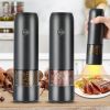 Stainless Steel Usb Rechargeable Electric Pepper Grinder, Led Warm Color Lights 6 Adjustable Thickness, One-button Control Grinding Tool Simple white