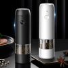 Stainless Steel Usb Rechargeable Electric Pepper Grinder, Led Warm Color Lights 6 Adjustable Thickness, One-button Control Grinding Tool Simple white