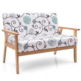 Modern Fabric Loveseat Sofa Couch Upholstered 2-Seat Armchair-Blue - Color: Blue