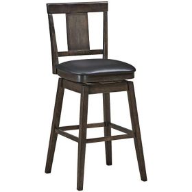 29 inch Swivel Upholstered Counter Height Bar Stool with Rubber Wood Legs - Color: Brown - Size: 29 inches
