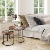 Set of 2 Modern Round Stacking Nesting Coffee Tables for Living Room-Rustic Brown - Color: Rustic Brown