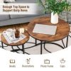 Set of 2 Modern Round Stacking Nesting Coffee Tables for Living Room-Rustic Brown - Color: Rustic Brown