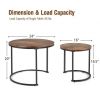 Set of 2 Modern Round Stacking Nesting Coffee Tables for Living Room-Rustic Brown - Color: Rustic Brown