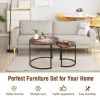 Set of 2 Modern Round Stacking Nesting Coffee Tables for Living Room-Rustic Brown - Color: Rustic Brown