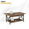 2-Tier Industrial Rectangular Coffee Table with Storage Shelf-Rustic Brown - Color: Rustic Brown