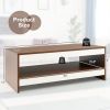 37 Inch 2-Tier Rectangle Wooden Coffee Table with Storage Shelf-Wulnat - Color: Walnut - Size: 2-Tier
