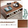 37 Inch 2-Tier Rectangle Wooden Coffee Table with Storage Shelf-Wulnat - Color: Walnut - Size: 2-Tier