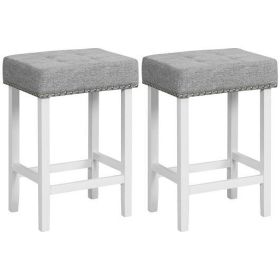 2 Pieces Counter Height Bar Stools with Sponge Padded Cushion-24.5 inches - Color: Gray - Size: 24.5 inches