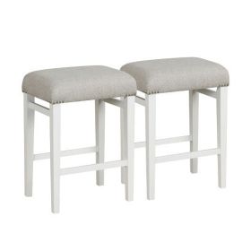 2 Pieces 24.5/29.5 Inch Backless Barstools with Padded Seat Cushions-24.5 inches - Color: Gray - Size: 24.5 inches