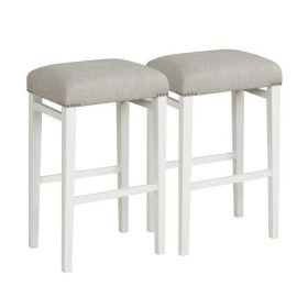 2 Pieces 24.5/29.5 Inch Backless Barstools with Padded Seat Cushions-29.5 inches - Color: Gray - Size: 29.5 inches