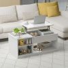 Modern Coffee Table with Lift Tabletop and Storage Compartments - Color: White