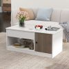 Modern Coffee Table with Lift Tabletop and Storage Compartments - Color: White