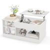 Modern Coffee Table with Lift Tabletop and Storage Compartments - Color: White