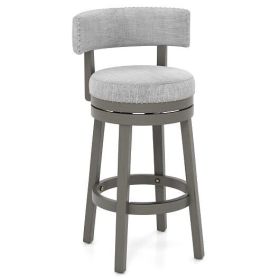 27/31 Inch Swivel Bar Stool with Upholstered Back Seat and Footrest-31 inches - Color: Black & Gray - Size: 31 inches