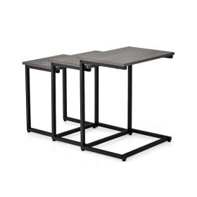 3 Pieces Multifunctional Coffee End Table Set-Oak - Color: Oak