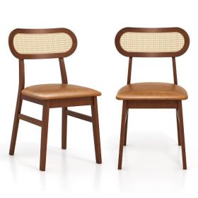 Indoor Mid Century Wood Dining Chairs Set of 2  for Dining Room-Coffee - Color: Coffee
