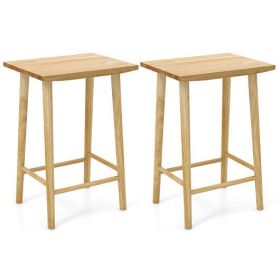 25.5 Inch Bar Stools Set of 2 with Footrest-Natural - Color: Natural
