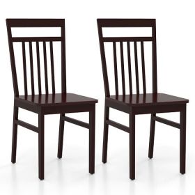 Set of 2 Farmhouse Dining Chair with Slanted High Backrest - Color: Coffee